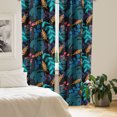 thumbnail image 2 of Ambesonne Tropical Abstract Curtains, Foliage Cluster, Pair of 28"x63", Petrol Blue Coral and Peach, 2 of 5