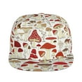 thumbnail image 2 of Daiia Cartoon Mushrooms print Flat Bill Hats Flat Brim Trucker Cap Baseball Cap Adjustable Classic Low Profile Hat Unconstructed Plain Cap, 2 of 9