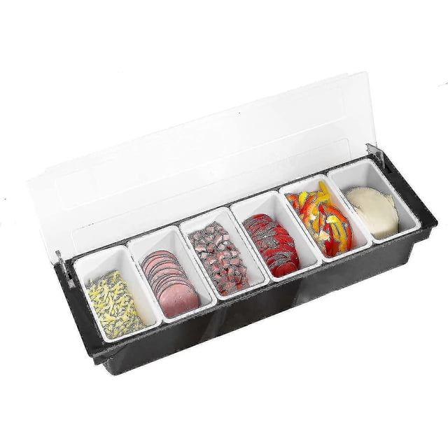 6 Compartment Trays Detachable Topping Station Plastic Pizza Ingredients Condiment Dispenser Reusablestyle 1