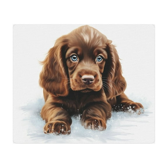 DistinctInk Mouse Pad - 1/4" Foam Rubber - Sussex Spaniel Puppy Drawing