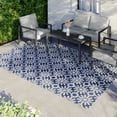 thumbnail image 3 of Mainstays 6 ft. x 9 ft. Blue and White Polyweave Outdoor Rug, Daisies, 3 of 9
