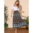 thumbnail image 5 of DARING DIVA Women's Bohemian High Waist A Line Maxi Skirts S Black, 5 of 8
