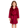 thumbnail image 5 of LYMAYTER Unisex Toddler Bathrobe for 2-12Y Boys Girls Warm Hooded Bathrobe Soft Solid Colo Home Fleece Robe, 5 of 10