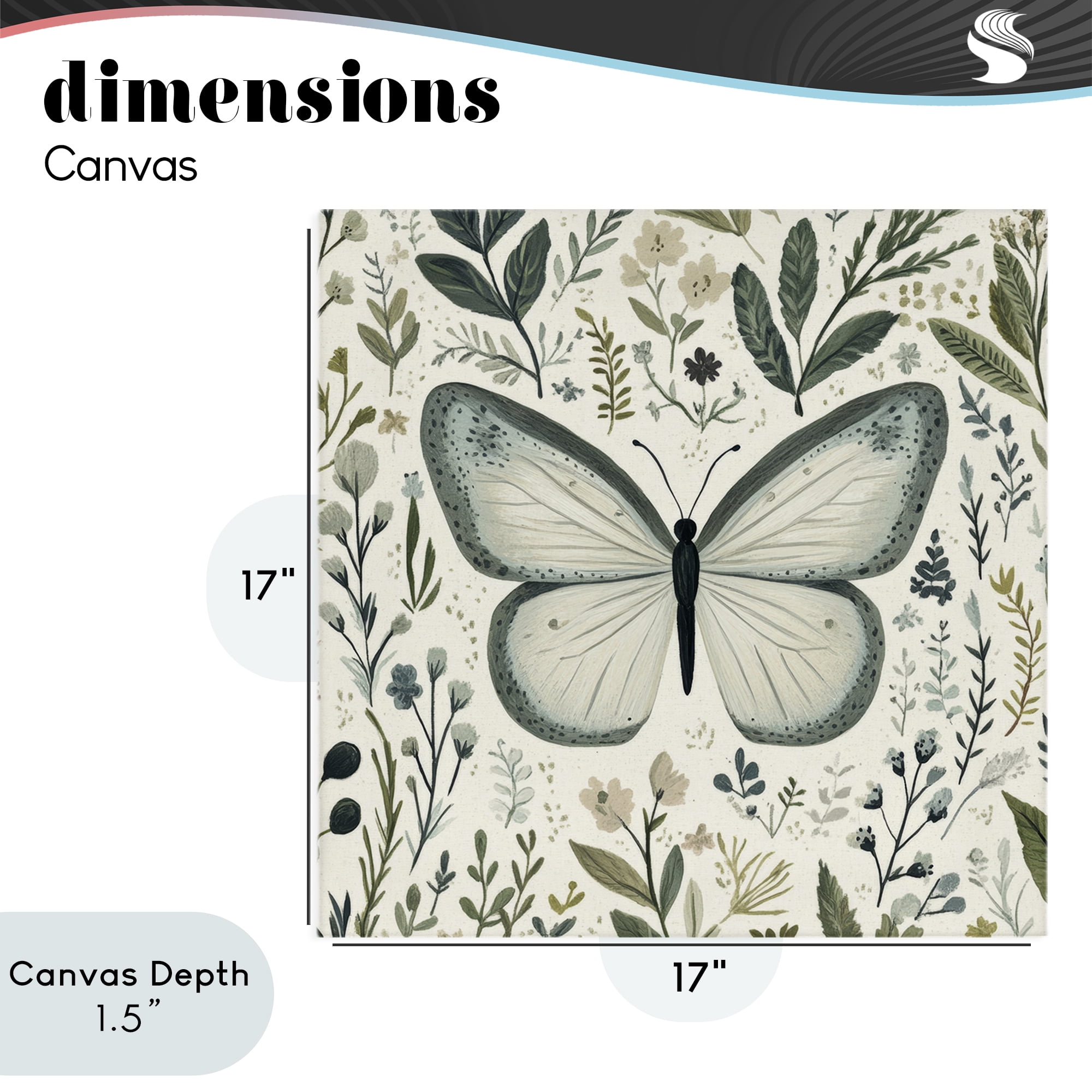 Stupell Industries Dusty Blue Butterfly Botanicals Canvas Wall Art, design by Petal Prints Design