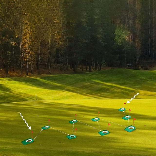 9Pcs Golf Putting Cup and Flag, Putt Training Hole Putter Practicing Portable W/ Flag Putt Training Aid for Golfing Yard Men Putting Office Red Flag