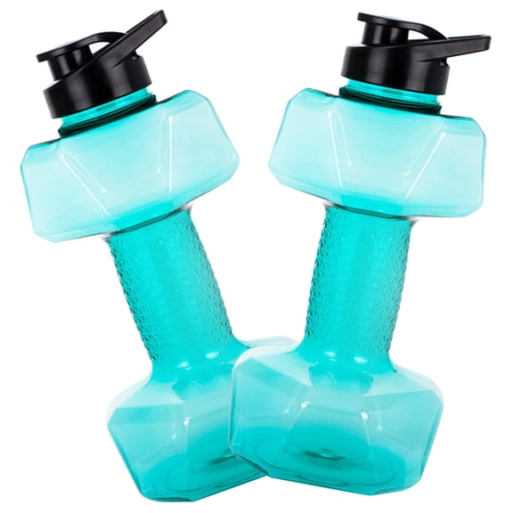 KONTONTY 2Pcs Large Capacity Dumbbell Shape Water Bottle Easy Clean Pe Material for Sports Use