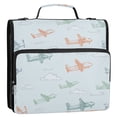 thumbnail image 2 of Water-Resistant 3-Ring Binder Organizer with Multiple Pockets Zipper Binder Bag for Office Pastel Doodle Airplanes, 2 of 8