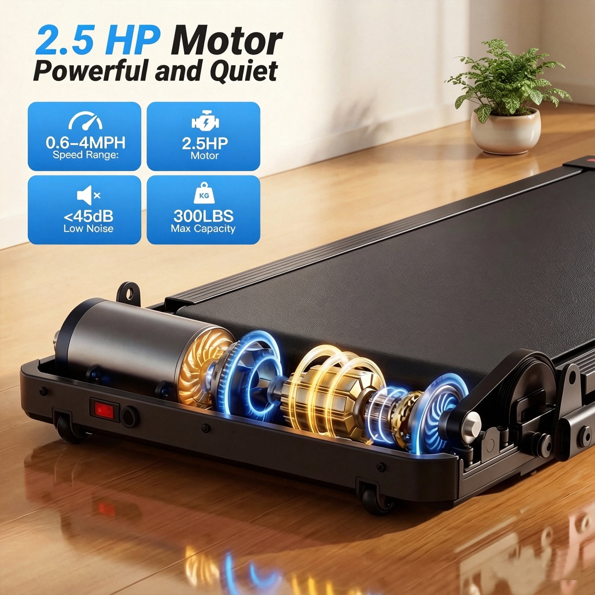 Simpfree Walking Pad with Handle Bar and Adjustable Incline, 2.5HP Portable Under Desk Treadmill for Home Small Space 300 Lbs Capacity，Remote Control and LED Display