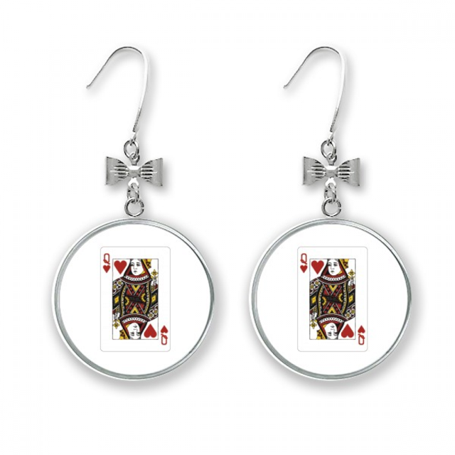 Boucles d'Oreilles en Forme de Cœur avec Nœud Motif Cartes à Jouer Crochet Percé