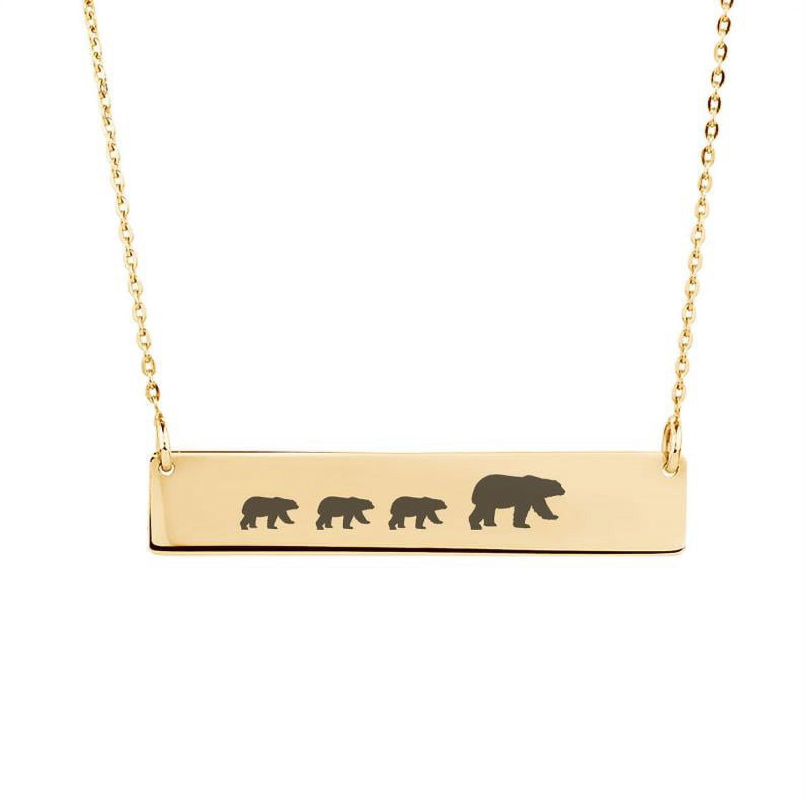 Personalized Gold Mama Bear Cubs Bar Necklace - Custom Gift for Mom - Stainless Steel Bar - Family Bear Necklace - Jewelry Gift for Her - Ships Next Day!