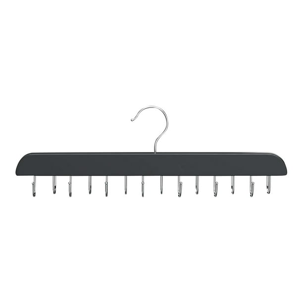 Estante para cinturones, estante para almacenamiento de cinturones de madera para guardarropa, estante para cinturones para guardarropa de gran capacidad con 14 ganchos, estante para