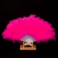 thumbnail image 5 of Vintage Style Marabou Feather Hand Fan Peacock Folding Handheld Fan for Dancing Party Flapper(Hot Pink), 5 of 5