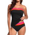 thumbnail image 1 of Tankini Daci negro y rosa con bloques de color y control de abdomen talla L, 1 of 6