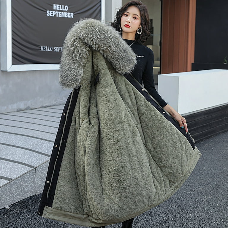 LAWOR Plus Size Coats Winter Clearance Women's Winter Trendy Tooling Long  Slim Hooded Cotton Jacket Coat Fall Savings Z 