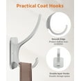 thumbnail image 3 of 6 Pack Silver Coat Hooks Wall Mount, Heavy Duty Wall Hooks for Hanging, Backpack Hooks for Wall, Metal Towel Hooks for Hanging Hat, Purse, Robe, 3 of 8