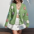 thumbnail image 4 of Women's Floral Sweater Cardigan Cute 3D Flower V Neck Button Down Sweater Jackets Casual Long Sleeve Fall Outfit, 4 of 6