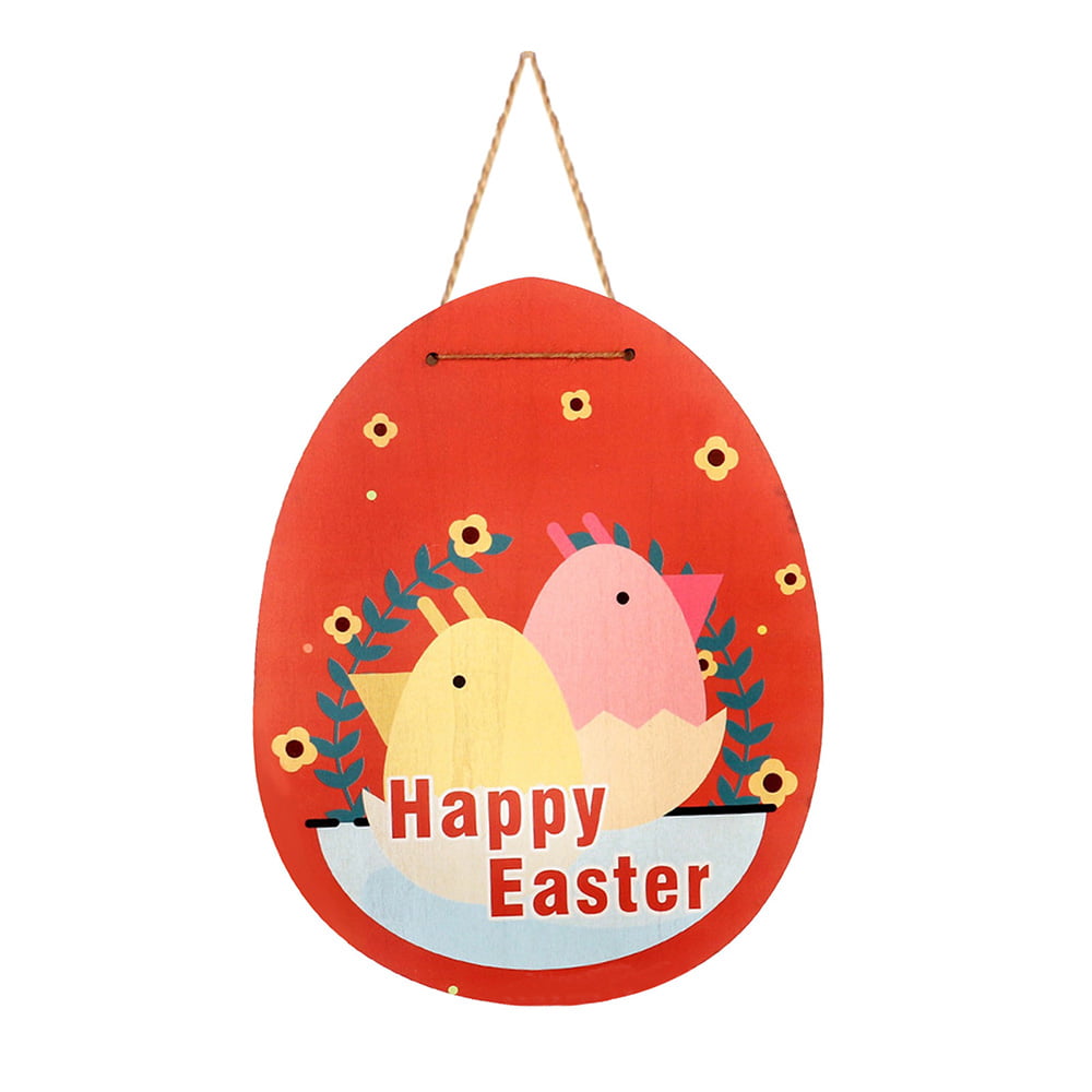 Happy Easter Wood Egg Shape 