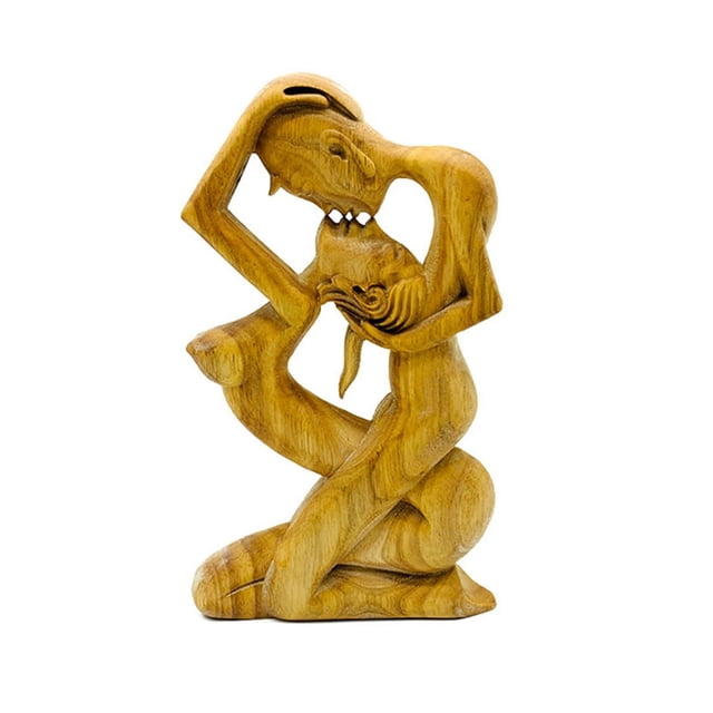 Escultura de pareja besándose para porche, dormitorio y estantería. Arrodíllate y besa