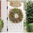 thumbnail image 4 of Spring Wreath for Front Door,16 in Farmhouse Colorful Cottage Wreath,Green Eucalyptus Wreath with Flowers,Purple Pink Summer Wreath,Outdoor Green Door Wreath,Spring Summer Decoration (Colorful), 4 of 9