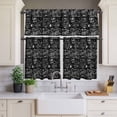 thumbnail image 4 of 3 Piece Kitchen Curtains and Valances Set Black Coffee Cafe Curtains 24 Inch Length Farmhouses Modern Simple Cup Plants Valance & Tier Curtain for Living Room Bedroom Small Window 54"x18"+27"x24"*2, 4 of 6