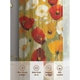 thumbnail image 6 of Retro Floral Sheer Curtains 45 inches Long 2 Panels Set Red White Yellow Poppy Flowers Oil Painting Tiers Sheers Rod Pocket Small Window Short Curtains for Kitchen Cafe, Each 52" W x 45" L, 6 of 7