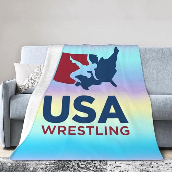 USA Wrestling Fleece Blanket, Very Soft Microfiber Flannel Blanket for Couch Warm and Cozy for All Seasons