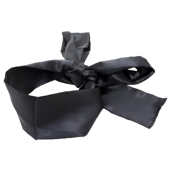 AUQ Satin Blindfold Comfortable Eye Mask Band Blinder for Home Travel Costume Props (Black)