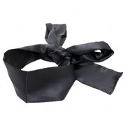 AUQ Satin Blindfold Comfortable Eye Mask Band Blinder for Home Travel Costume Props (Black)