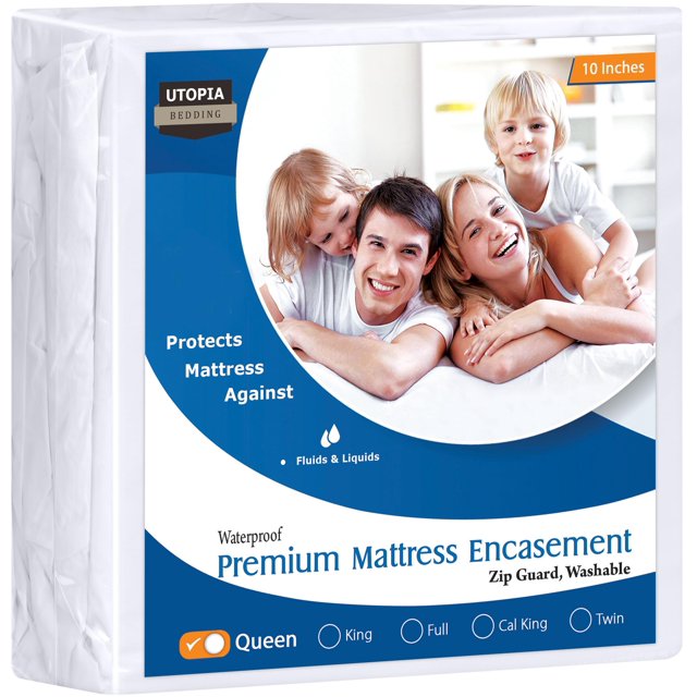 Utopia Bedding Funda de colchón con Cierre Premium (se Adapta a colchones de 10 Pulgadas, Queen) – Protector de colchón Impermeable y a Prueba de chinches – F