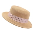 thumbnail image 4 of AJGRHE Womens Mens Wide Brim Straw Panama Hat Fedora Summer Beach Sun Hats UPF Straw Hat for Women Casual Everyday Party Outdoor Beret Pink One Size, 4 of 4