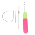 thumbnail image 1 of Latch Hook Set 5pcs Plastic Bent Crochet Needle Kit for Wig Making Hair Extensions and Craft Sewing Projects with C J I Shaped Hooks and Colorful Handles, 1 of 7