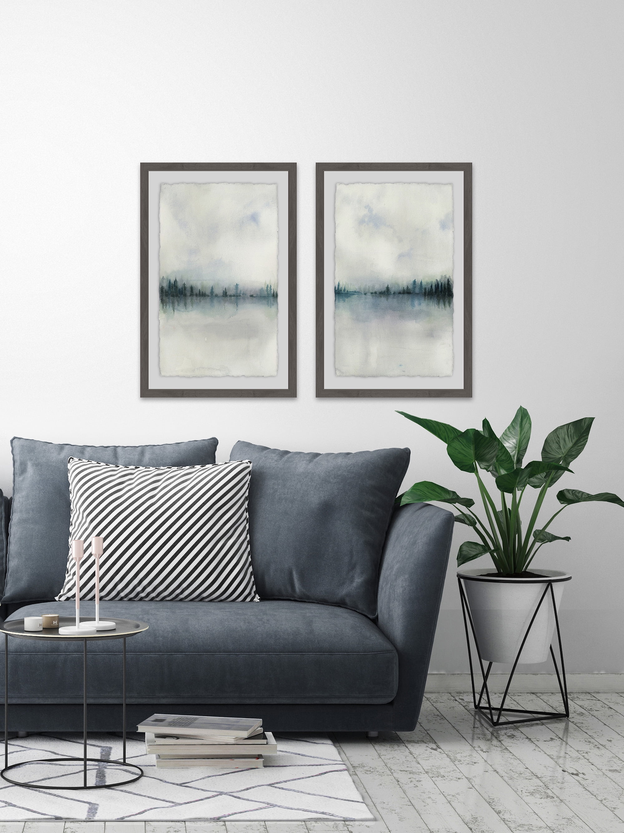 Marmont Hill Cloudy Lake Diptych, 18" x 24"