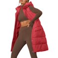 thumbnail image 3 of AOMPMSDX Women's Outerwear Vests Women Long Vest Jacket Sleveless Hoodies Full Zipper Sleeveless Down Coats Thickened Warm Windbreakers M Red, 3 of 7