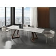 thumbnail image 3 of Casabianca Home CB-D630WAL Journey Dining Table in Modern Off-White Ceramic with Walnut Wood Base, 3 of 3