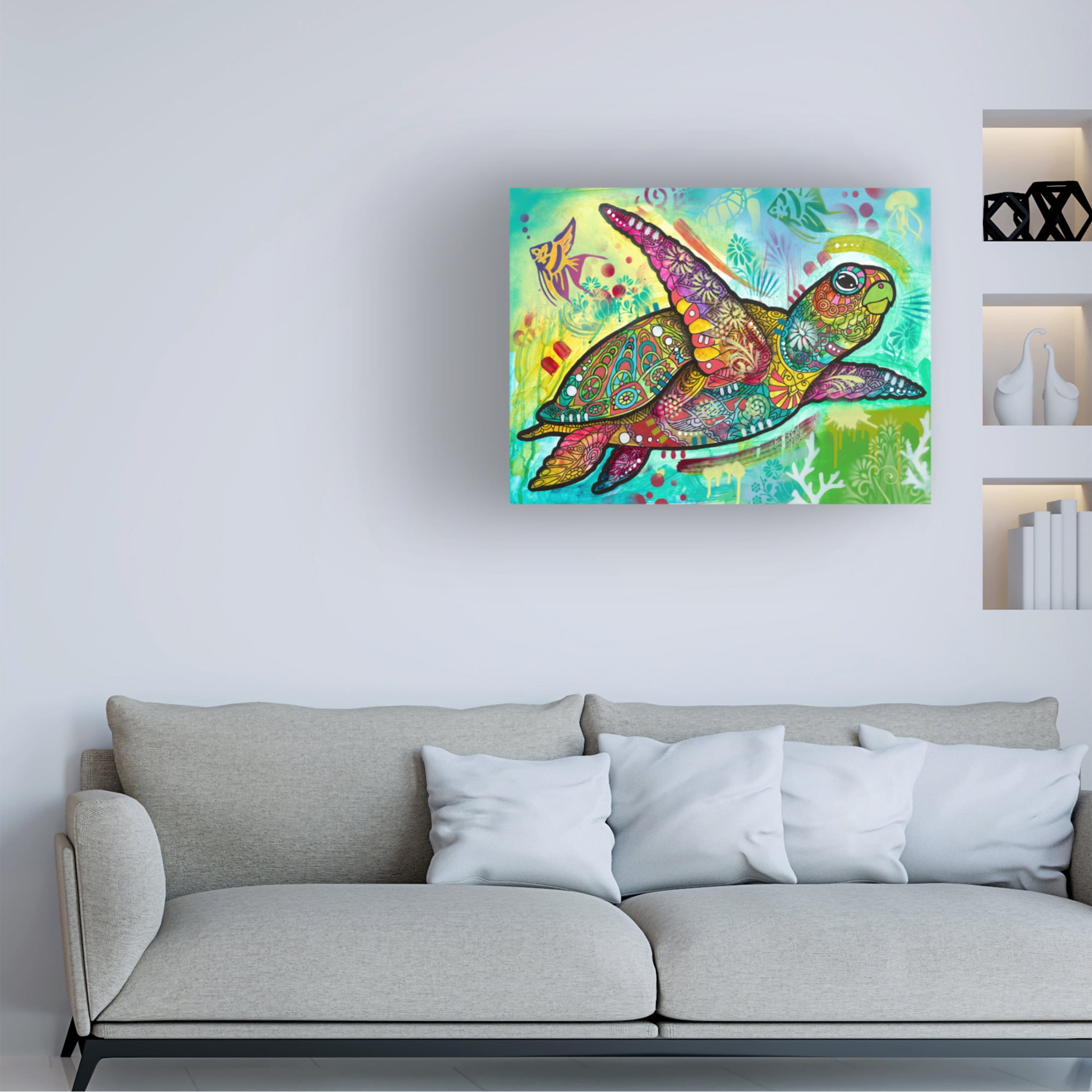 Canvas Wall Art - Dean Russo 'Sea Turtle 2' Wall Art for Living Room, Bedroom, or Office Décor by Trademark Fine Art - 32 x 24 Inches