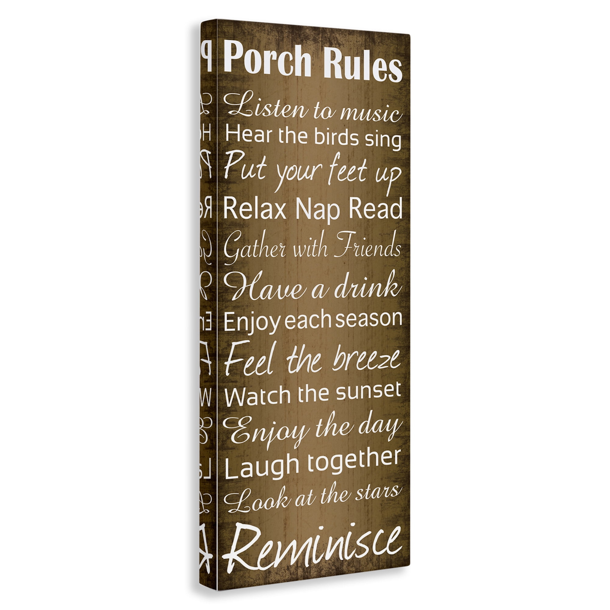 Stupell Industries Porch Rules Country Rustic Typography Painting Gallery Wrapped Canvas Art Print Wall Art, 20 x 48