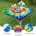 thumbnail image 4 of Rainbow Tie Dye Radial Pattern Square Fitted Tablecloth with Elastic Edge,Square Table Cover,Washable Elastic Table Cover for Home Kitchen Party Decor 36"x36", 4 of 6