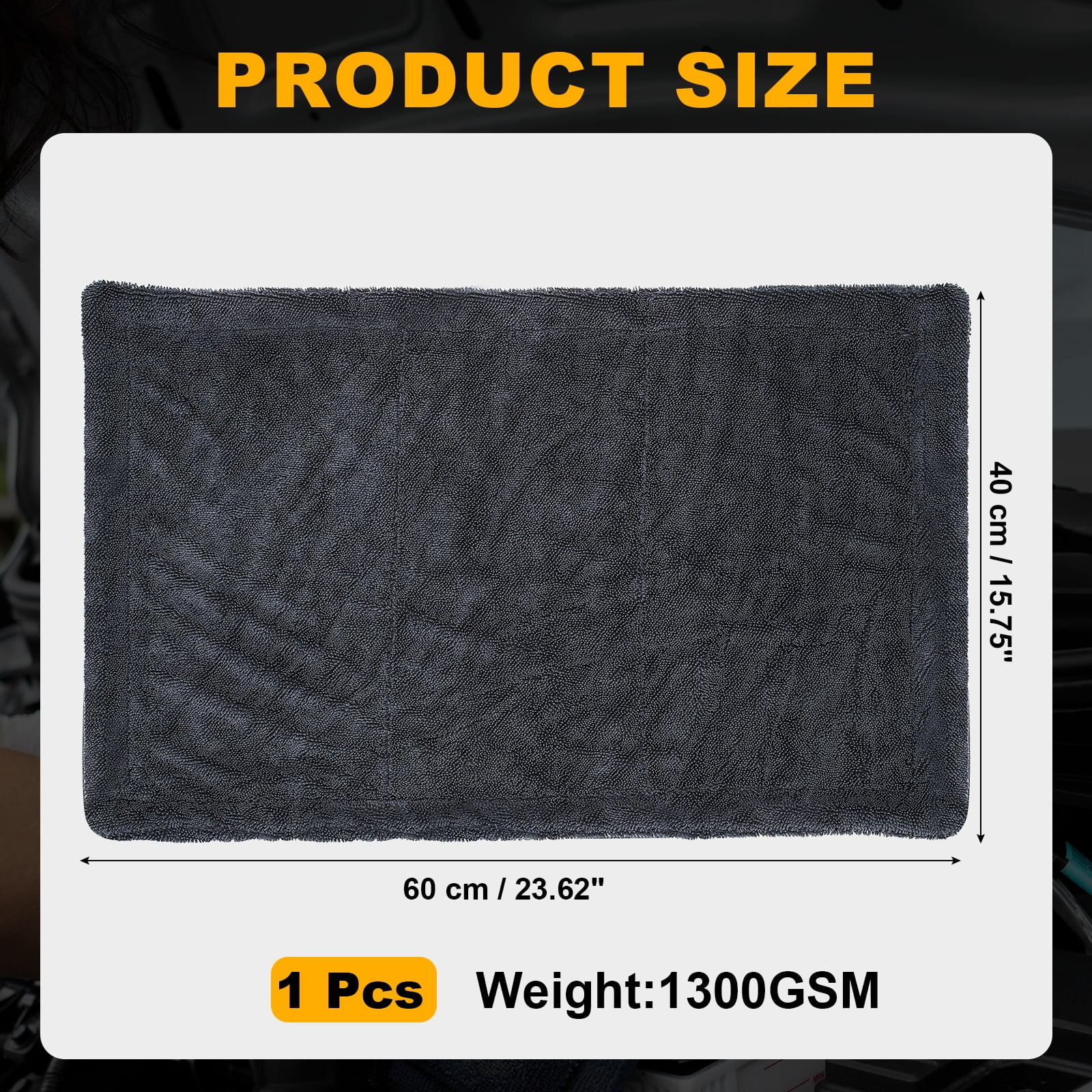 Uxcell Car Microfiber Towels 15.75 x 23.62 Inch Ultra Absorbent Microfiber Towel Care Polishing Detailing Waxing Cloths Double Layer for Car Kitchen Window, Grey(1300GSM)