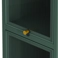 thumbnail image 5 of Glass Door Cabinet, 3-Tier Curio Display Cabinet, Display Case Bookcase Storage Organizer Cabinets for Living Room Bedroom Office Bathroom Dinning Room, Dark Green, 5 of 8