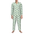 thumbnail image 3 of Honeii Cute Crocodile Pattern Mens Pajamas Set,2pcs Men's Lounge Long Sleeve Sleep Shirt and Pajama Bottoms Sleepwear Set,Mens Pjs Sets-Medium, 3 of 7