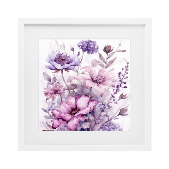 Stupell Industries Purple & Blush Florals White Framed Print Under Glass, design by Kim Allen