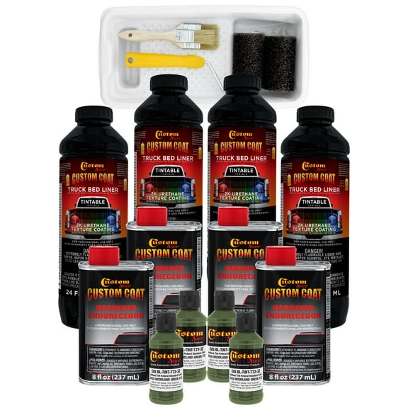 Custom Coat 34128 Woodland Green T72 Urethane Roll-On, Brush-On or Spray-On Truck Bed Liner, 1 Gallon Kit with Roller Applicator Kit