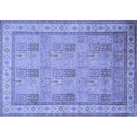 Ahgly Company Machine Washable Indoor Rectangle Persian Blue Traditional Area Rugs, 7' x 10'