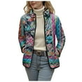 thumbnail image 6 of felwors Women's Reversible Paisley Quilted Cotton Coat, Stand Collar Lightweight Loungewear, Fall Winter Outerwear Suitable for Middle-Aged and Senior Women Hot Pink, M, 6 of 8