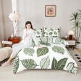 thumbnail image 4 of Manfei Green Leaves 3-Piece Full Size Comforter Sets for Teens Female Men,Botanical Plants Bedding Comforter Set,Nature Tree Lightweight Bedding Sets,Lightweight Room Decor,Reversible, 4 of 8
