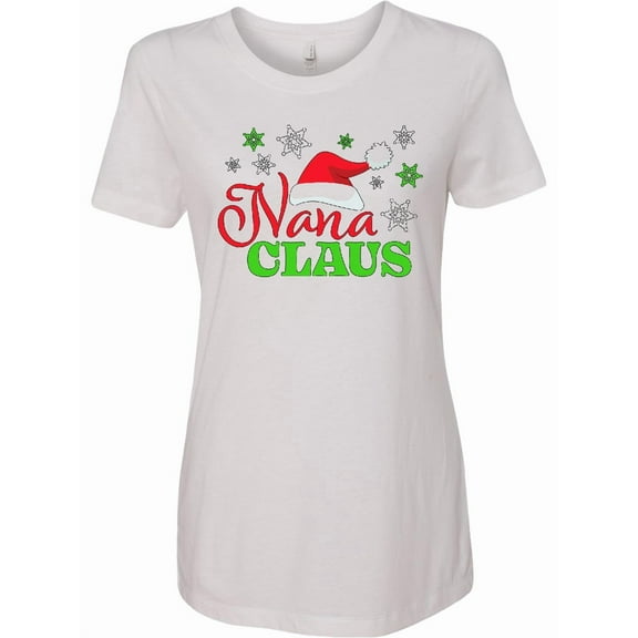 Inktastic Nana Claus with Christmas Santa Hat and Snowflakes Women's T-Shirt