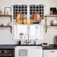 thumbnail image 2 of Fall Pumpkins Kitchen Curtains Small Short 39 Inch Length, Thanksgiving Autumn Grey Plaid Lattice Grommet Top Bedroom Living Room Curtains, Light Filtering Cafe Curtain Drapes 2 Panels Set 55''x39'', 2 of 9