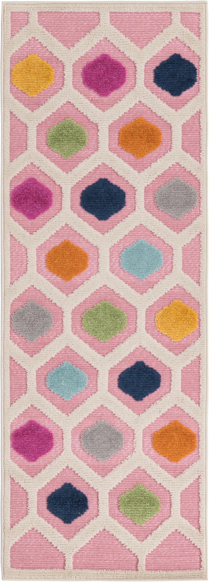 Aruba Outdoor Collection Rug 6 Ft Runner Pink LowPile Rug Perfect For Any Outdoor