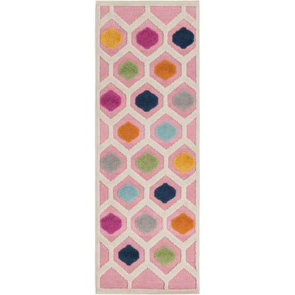 Rugs.com Aruba Outdoor Collection Rug – 6 Ft Runner Pink Low-Pile Rug Perfect For Any Outdoor Space, Hallways, Entryways
