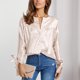 thumbnail image 4 of Blusa Manga Larga Correa Puño Cuello Redondo Sedoso Botón Abajo Casual Moda Cardigan Tops para Mujer Albaricoque S, 4 of 8